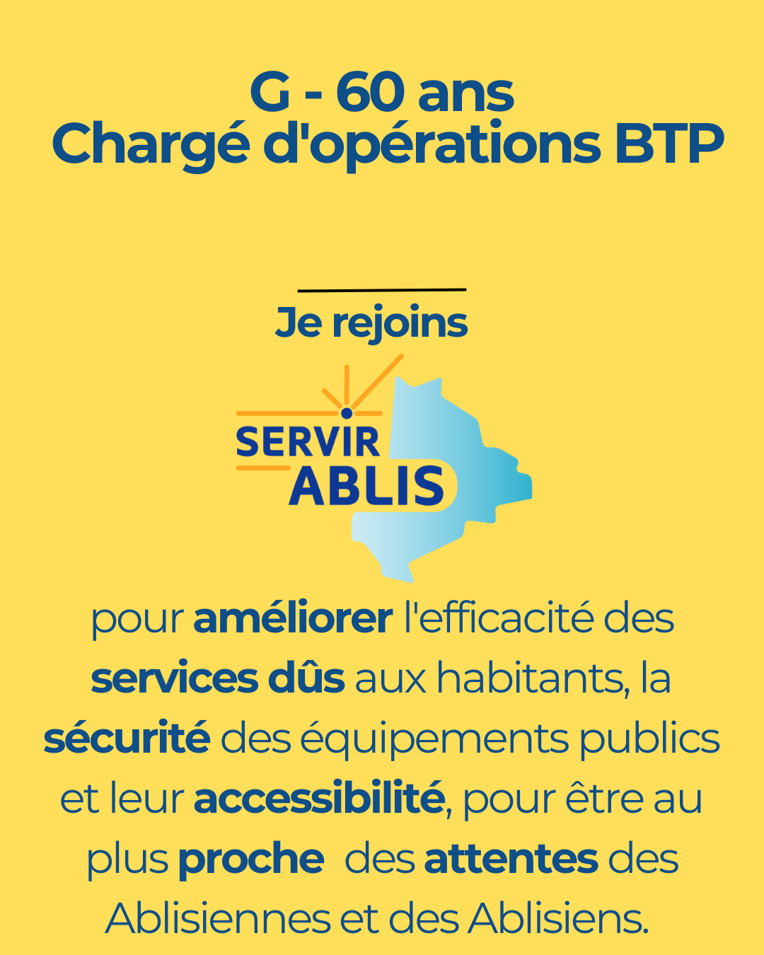 G - 60 ans Chargé d'opération BTP pour servir Ablis