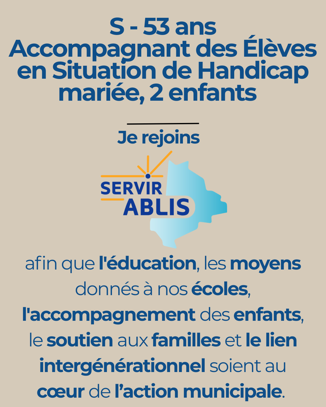 S - 53 ans Accompagnant des Élèves en Situation de Handicap mariée, 2 enfants pour servir Ablis